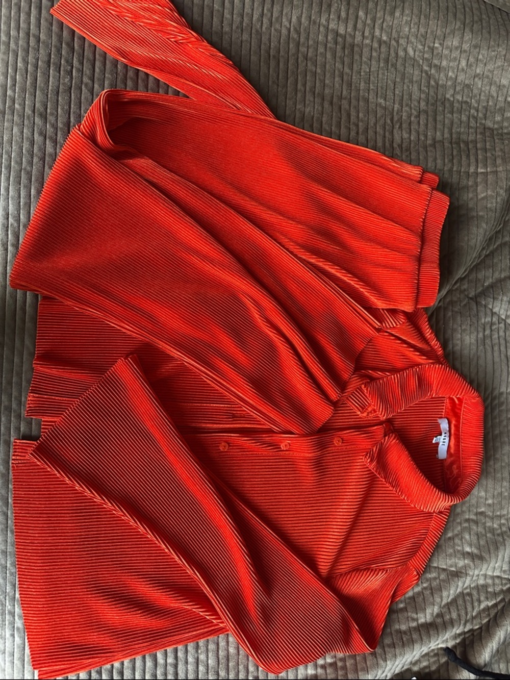 Deep Orange Pleated Button-Up Pants set